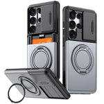 Shockproof Case with Sliding Camera Cover and Folding Ring for Samsung Galaxy S26 Series