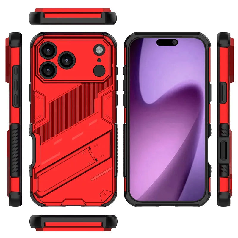 iPhone 17 Series Punk Style Bumper Shield Protective Case with Holder