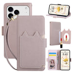 Leather Folio Wallet Case with Strap and Mirror for iPhone 17 Series