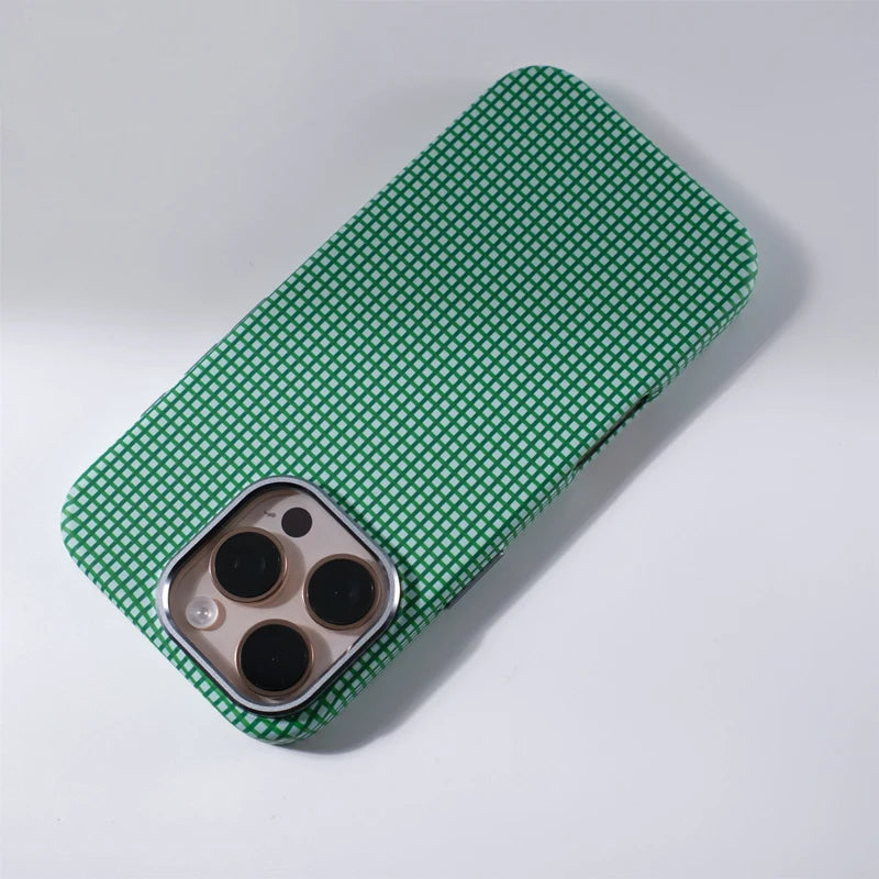 Grid Design 3D Relief Frosted Hard PC MagSafe Case for iPhone 15 Series