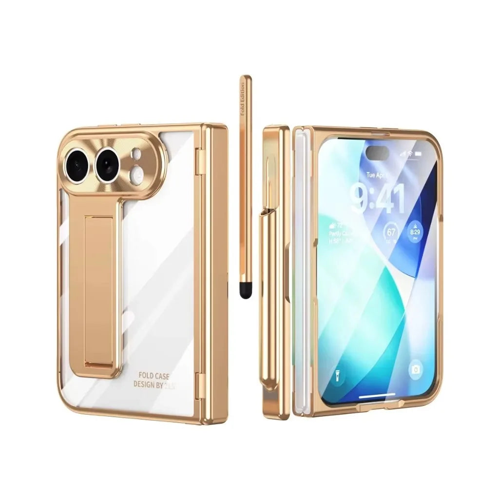 Clear Hinge Protection Case with Integrated Stylus Slot for iPhone Duo