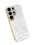 Diamond Large Window Camellia Flower Texture Phone Case For Samsung Galaxy S26 Series Shockproof Matte Cover