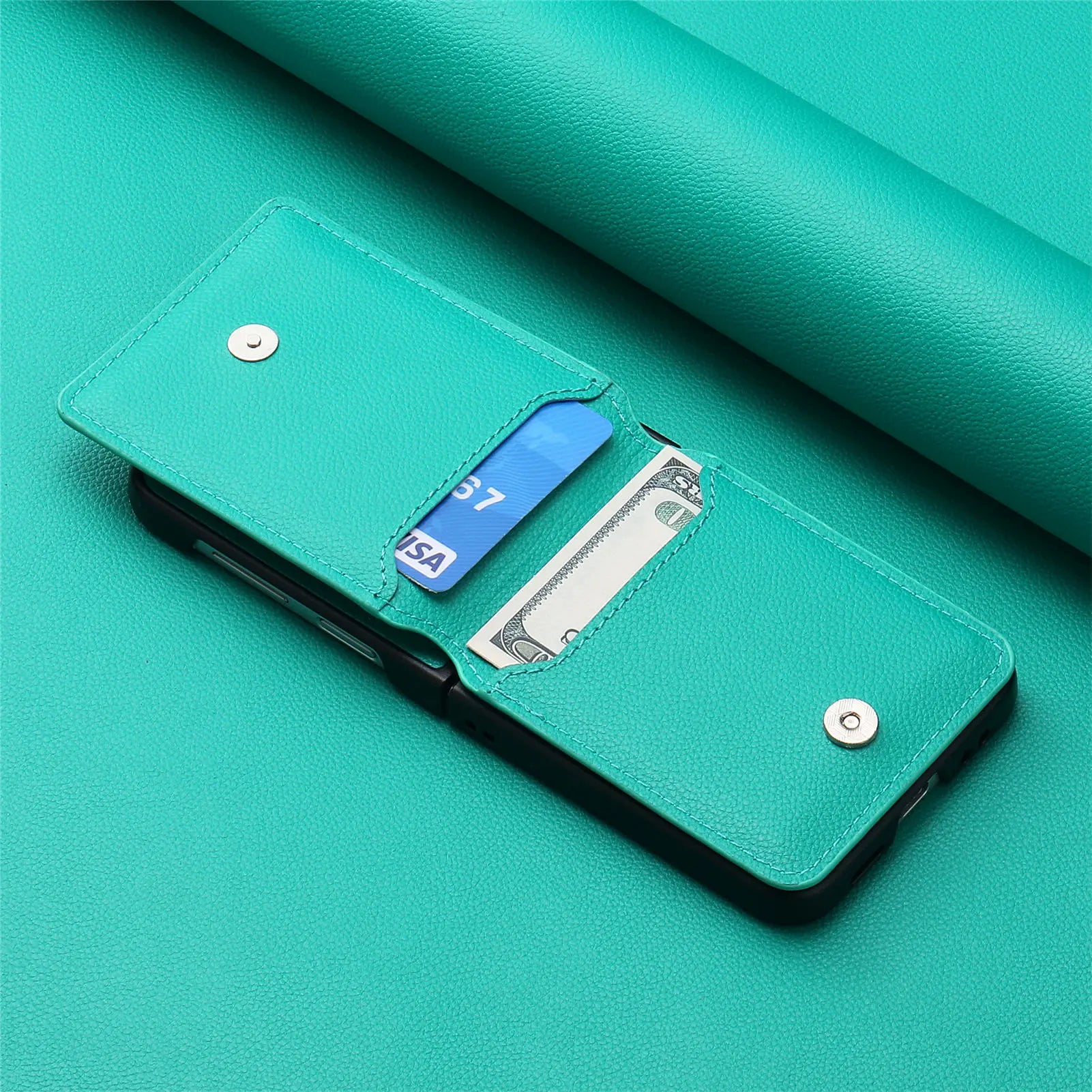 Luxury PU Leather Wallet Case with Ring for Samsung Galaxy Z Flip 5