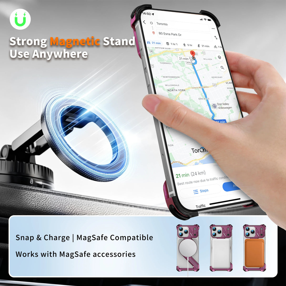 Shockproof Frameless MagSafe Case with 360° Rotating Grip Ring Stand for iPhone 18 Series