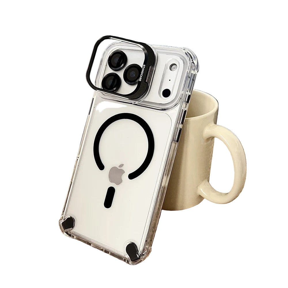 Slim Clear MagSafe Protective Case with Metal Stand for iPhone 17 Series