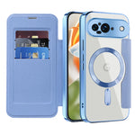 Google Pixel 9 Transparent Magnetic Flip Case with Leather Card Packet
