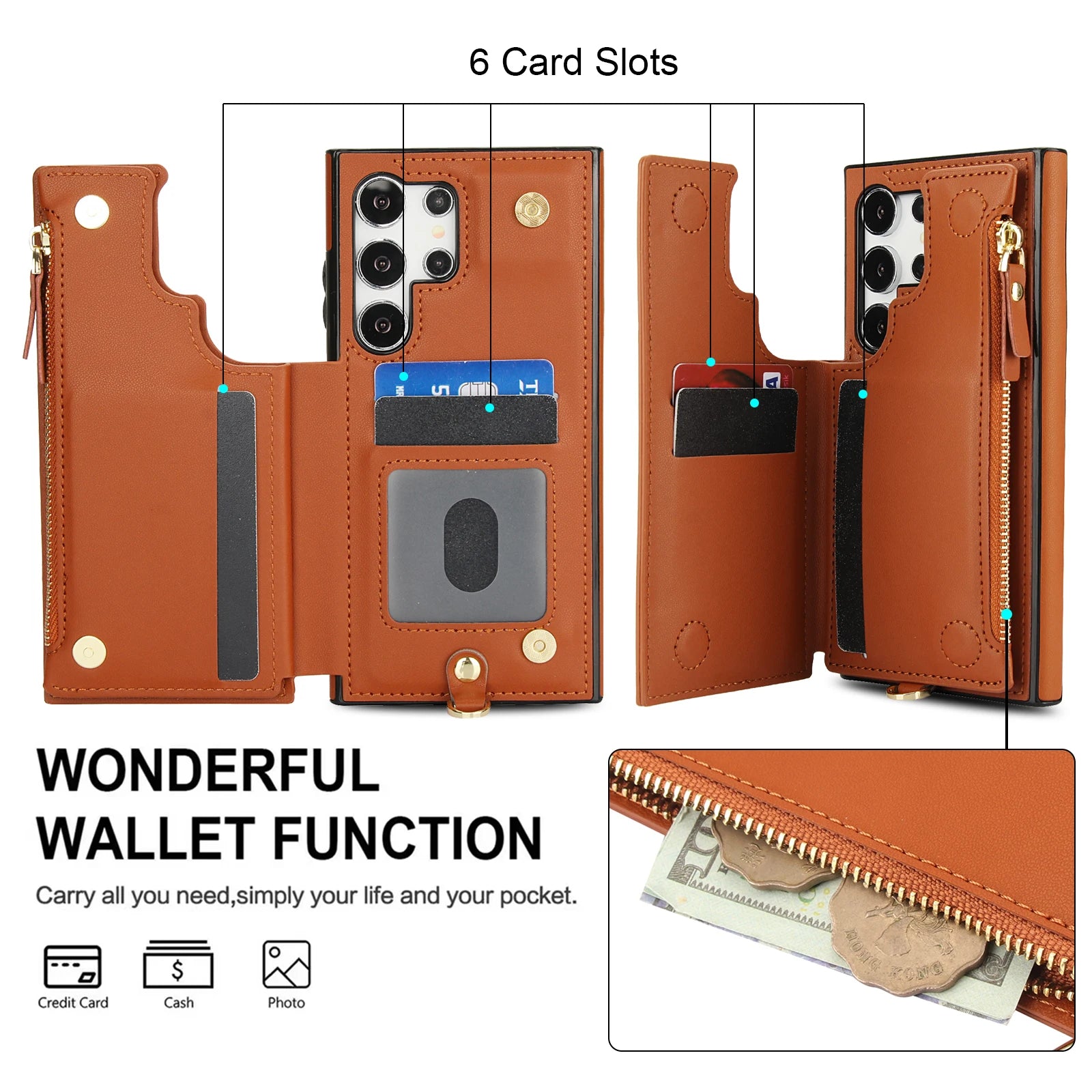 Crossbody Leather Flip Wallet Case for Samsung Galaxy S25 Series