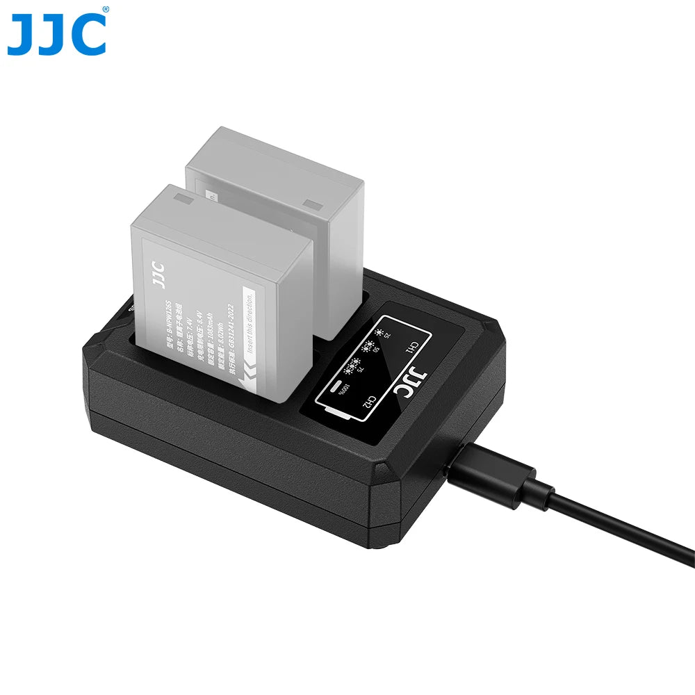 JJC B-NPW126S Dual Battery Charger Compatible with Fujifilm X-T and X100 Series Cameras