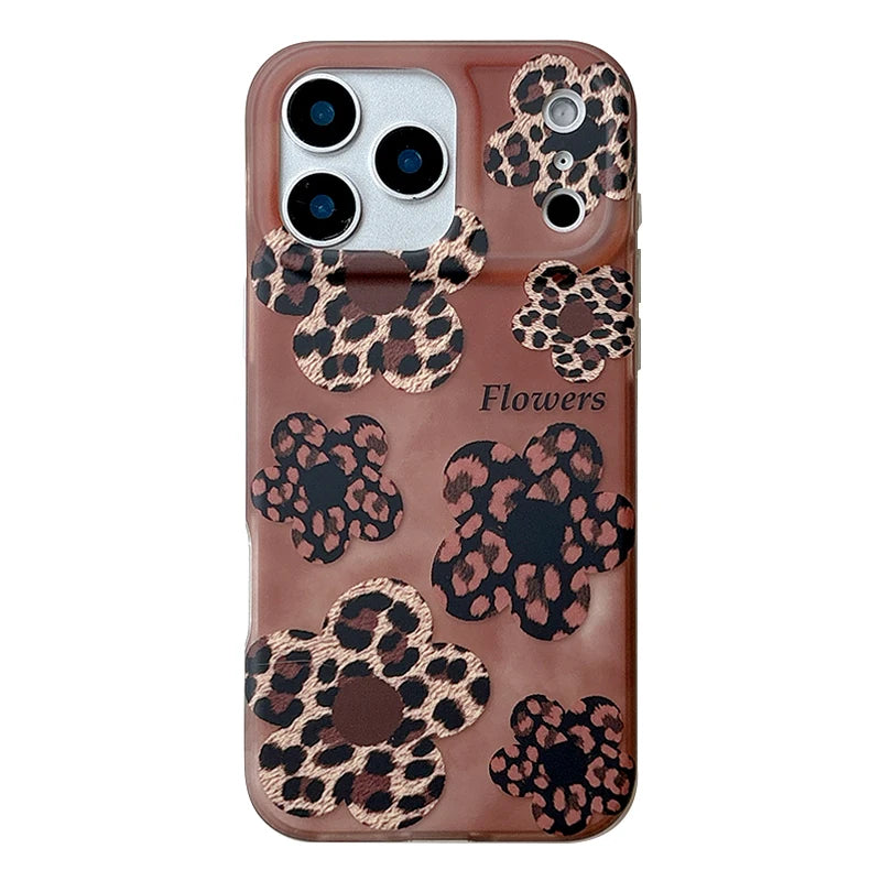 Leopard Print & Floral Pattern Case for iPhone 17 Series