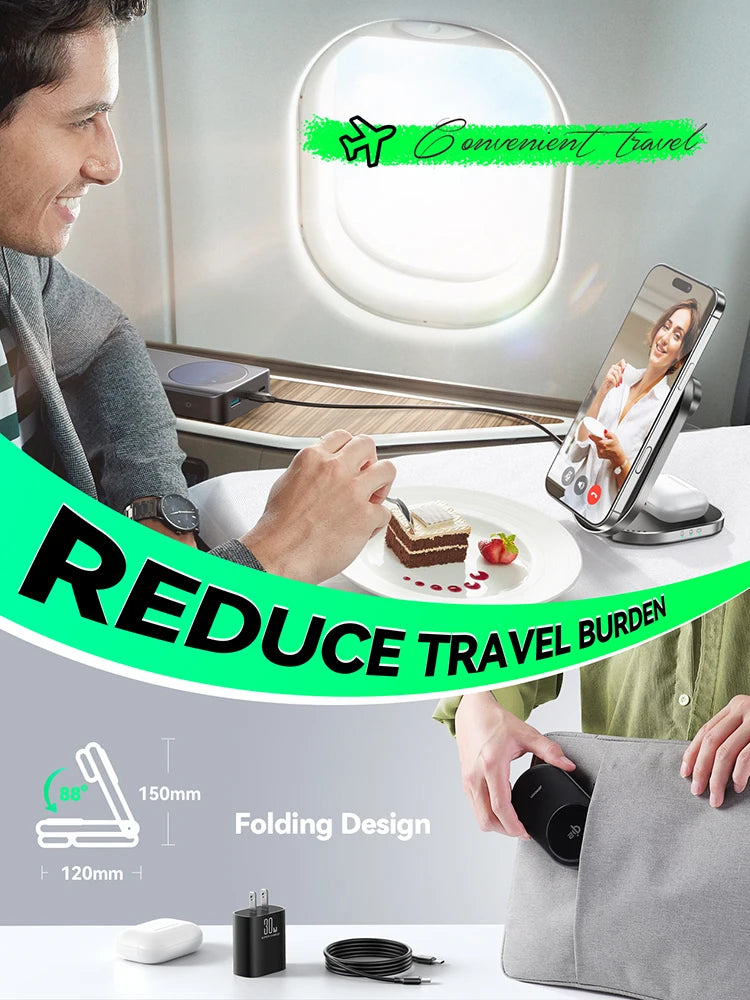 Joyroom Qi2 3-in-1 Foldable Wireless Charging Station