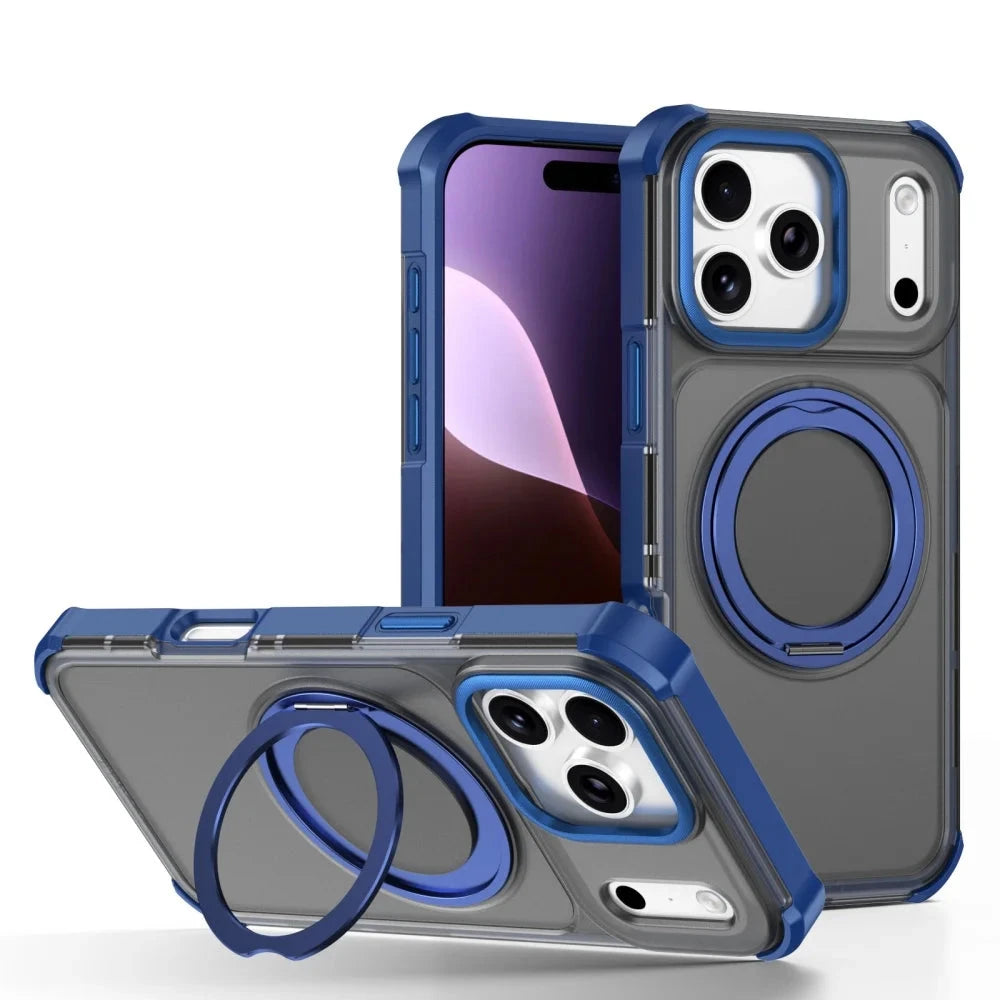 Matte Translucent MagSafe Case with 360° Rotatable Kickstand for iPhone 17 Series