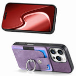Ring Wallet Leather Case with Card Holder and Kickstand for iPhone 16 Series