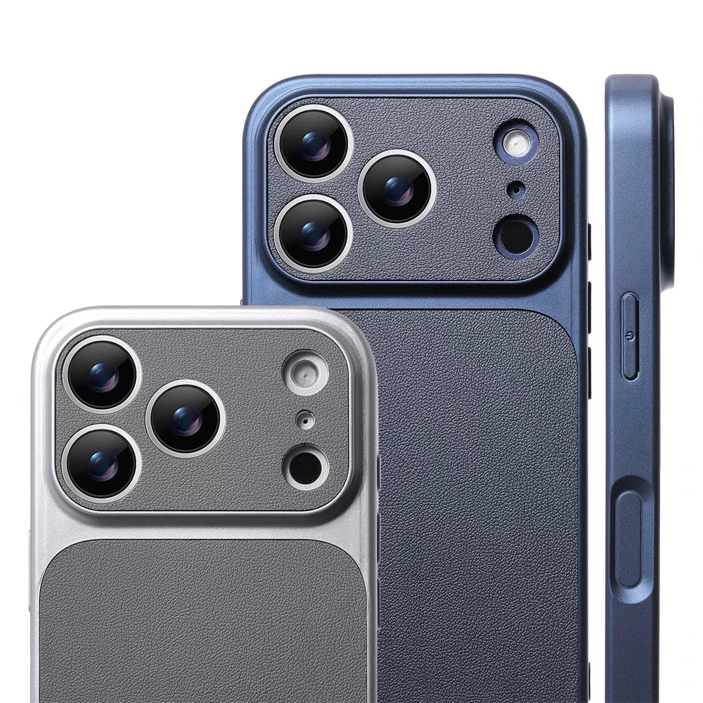 Shockproof Leather Bumper Case with Full Camera Lens Protection for iPhone 17 Series