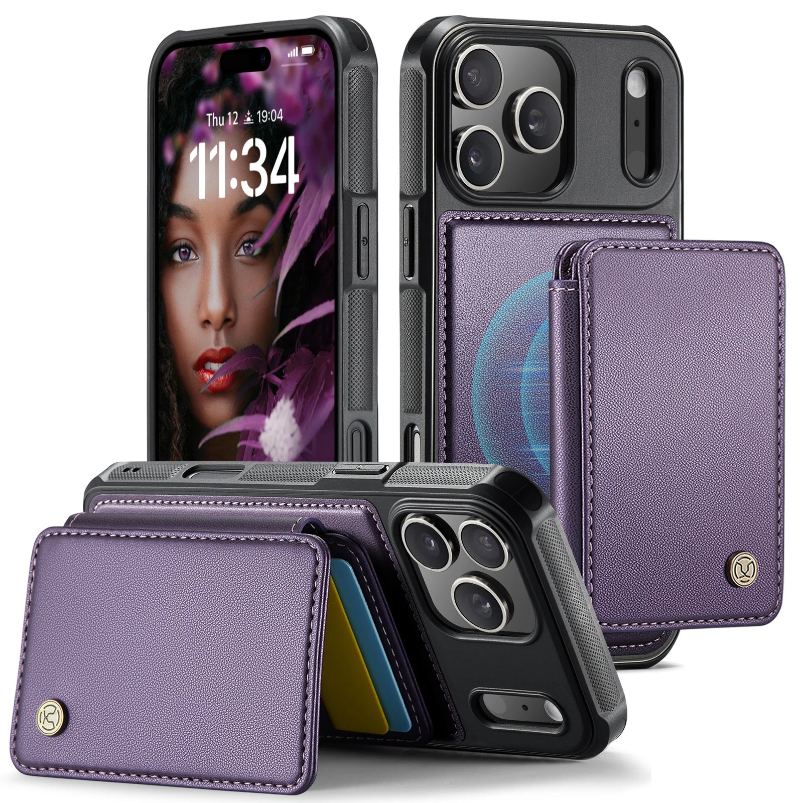 2-in-1 Detachable Business PU Leather MagSafe Case with RFID Card Slot for iPhone 17 Series