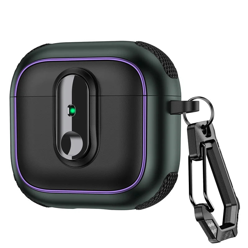 Shockproof Padded Case with Metal Carabiner Clip for AirPods 4