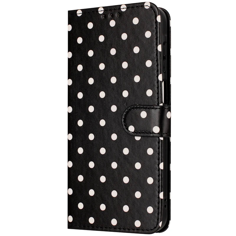 Wave Dot Texture Leather Wallet Phone Case for iPhone 15 Series