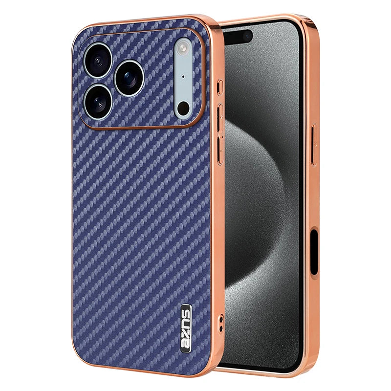 Electroplated Frame Carbon Fiber Style Case for iPhone 17 Series