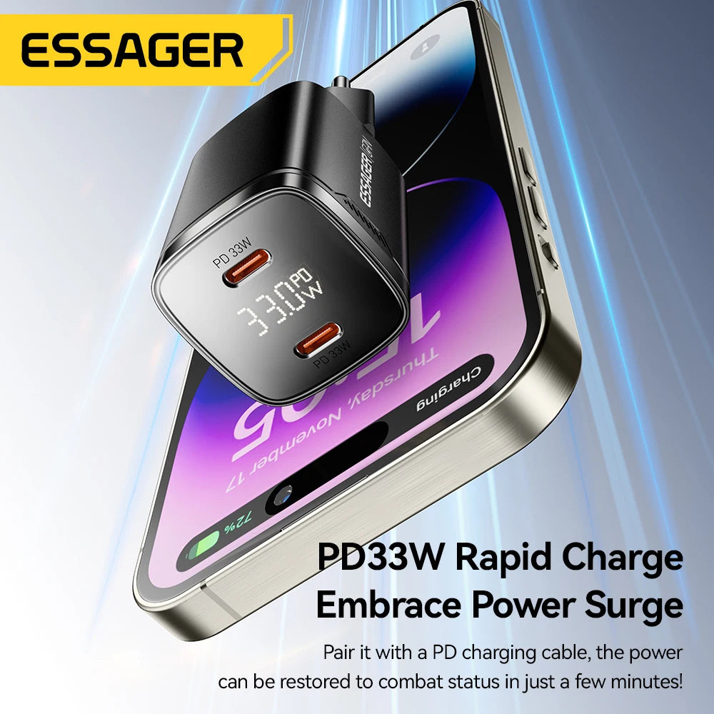 Essager 33W GaN Dual USB Type C Charger