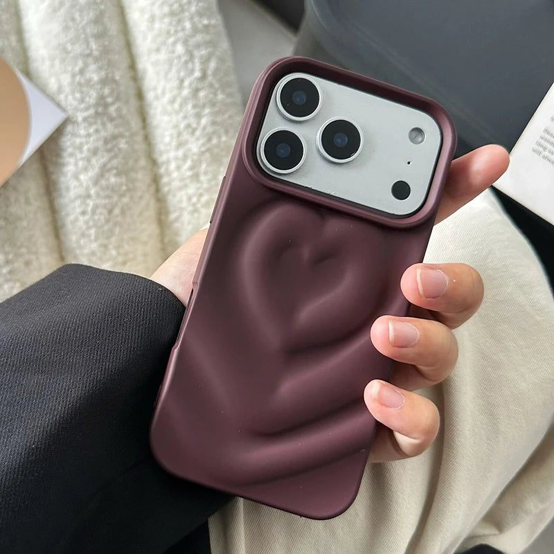 Stylish 3D Heart Pattern Case for iPhone 17 Series