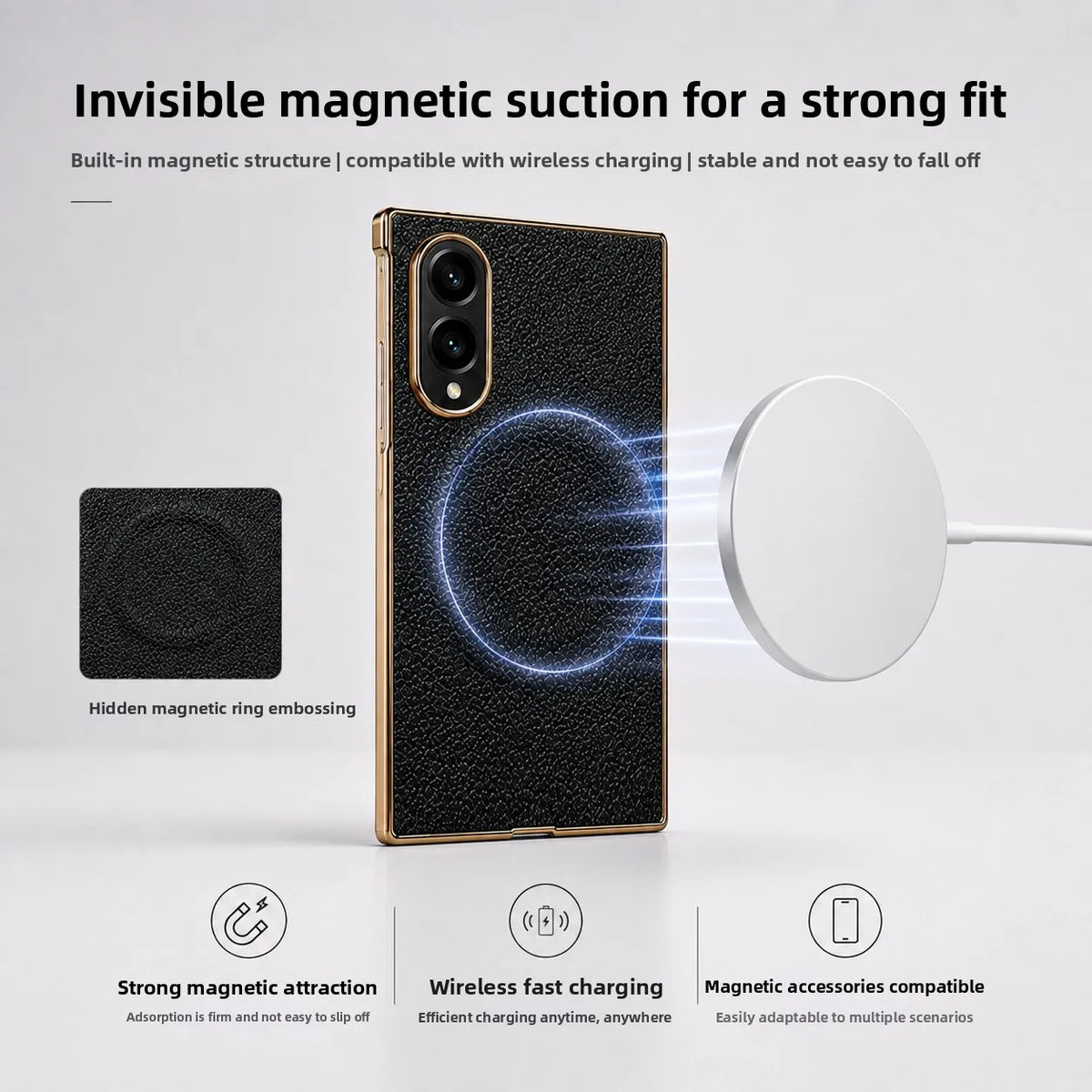 Lychee Grain Leather Magnetic Case for Samsung Galaxy Z Fold 8