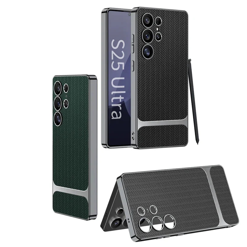 Woven Texture Leather Case for Samsung Galaxy S25 Ultra