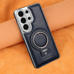 Premium Leather Magnetic Case with Ring Kickstand for Samsung Galaxy S26 Series