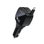 ACEFAST B17 95W Car Charger with Retractable USB-C Cable and LED Digital Display