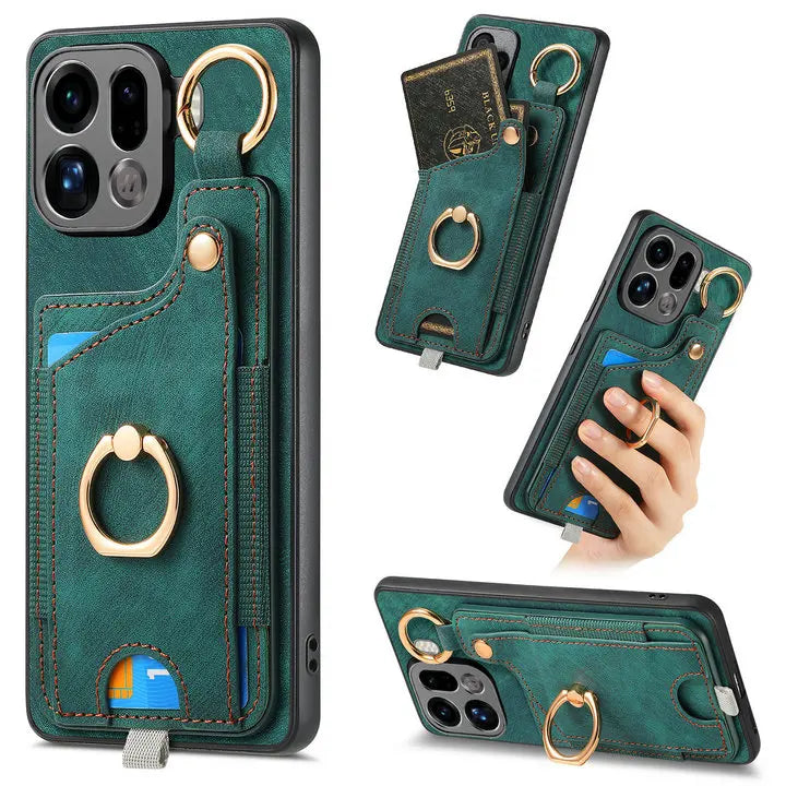Luxury Leather Wallet Case for OPPO Find X9 / X9 Pro