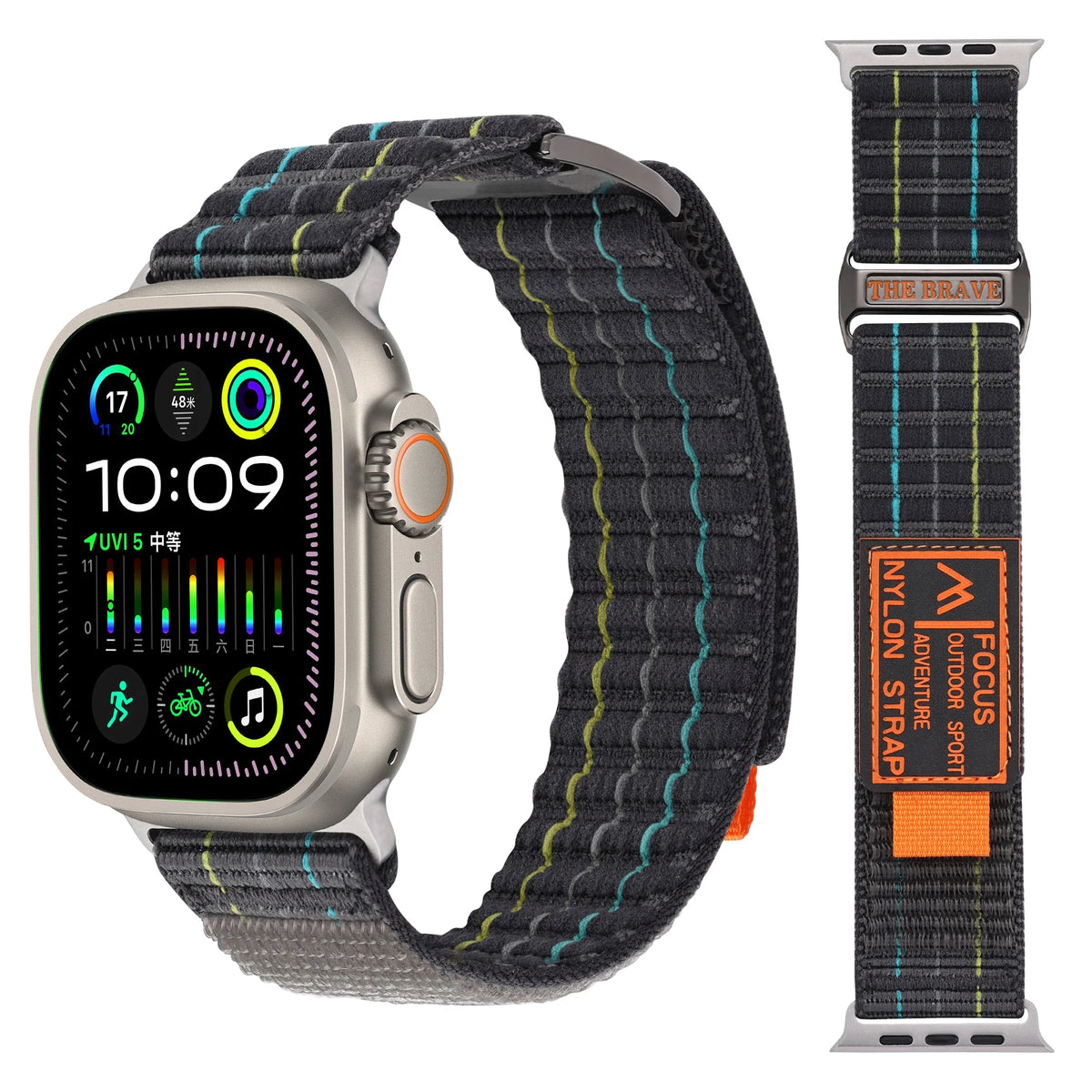 Quilted Nylon Trail Loop Band with Velcro Closure for Apple Watch