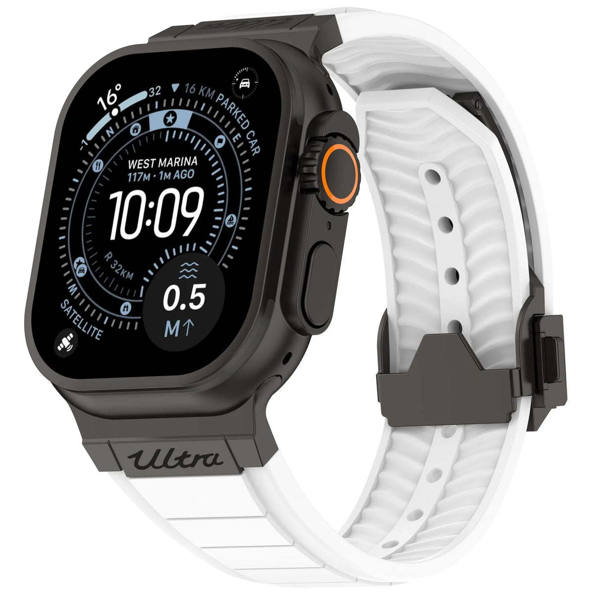 Fluororubber Sport Strap with Double-Press Clasp for Apple Watch