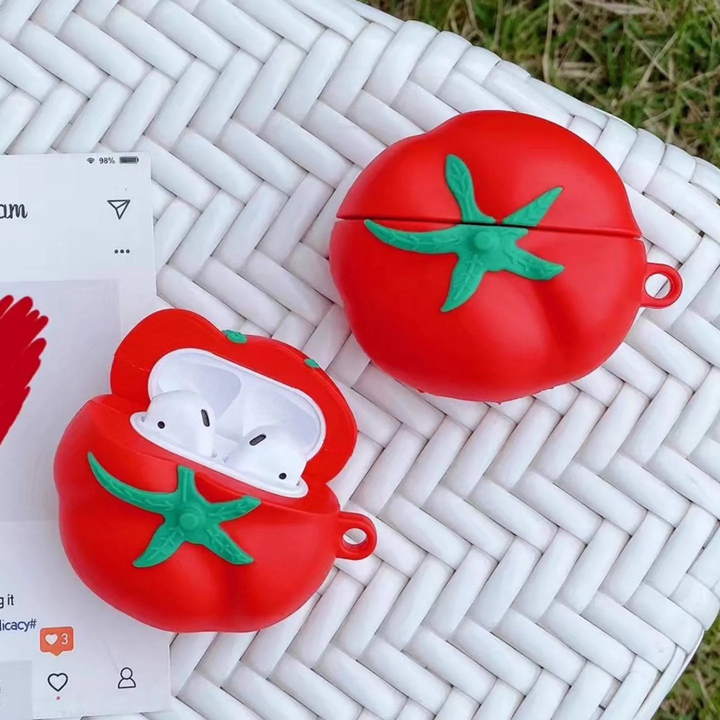 Soft Silicone Tomato Design Case for AirPods 4