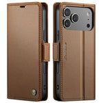 Pebbled Leather Magnetic Flip Wallet Case with Foldable Kickstand for iPhone 18 Series