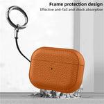 Full-Body Leather Pattern TPU Case with Keychain for AirPods Pro 3