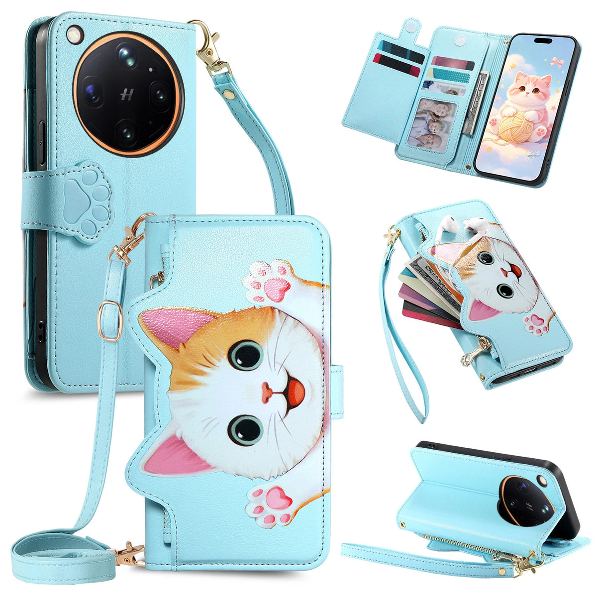 Detachable Crossbody Leather Wallet Case for OPPO Find X9 Series