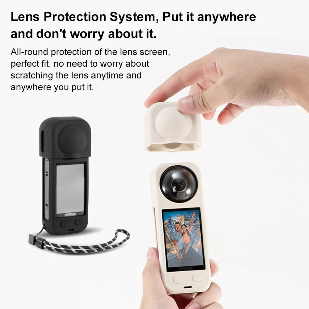 Insta360 X5 Silicone Camera Case with Lens Cap and Cooling Design