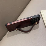 Crocodile Skin Leather Hand Strap Case for iPhone 15 Series