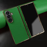 Genuine Leather Case with Raised Camera Protection Ring for Samsung Galaxy Z Fold 7