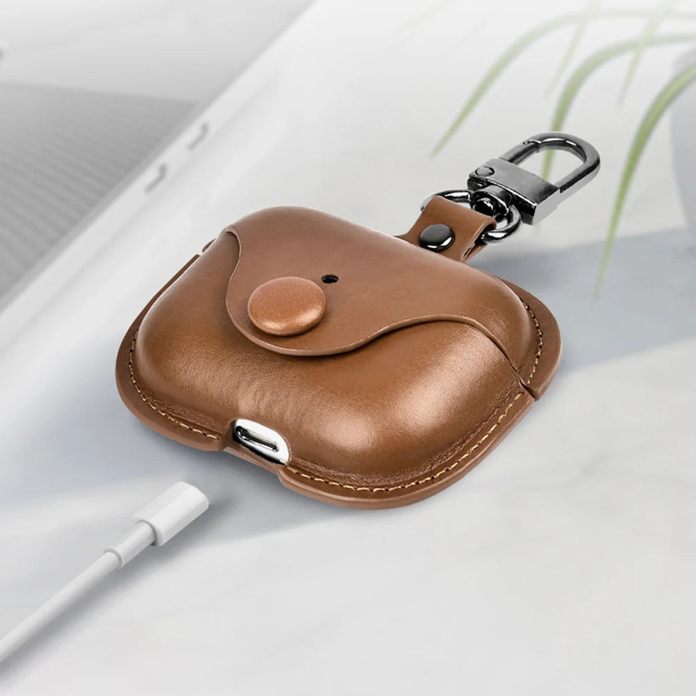 Premium Protective Leather Case with Keychain for AirPods 4