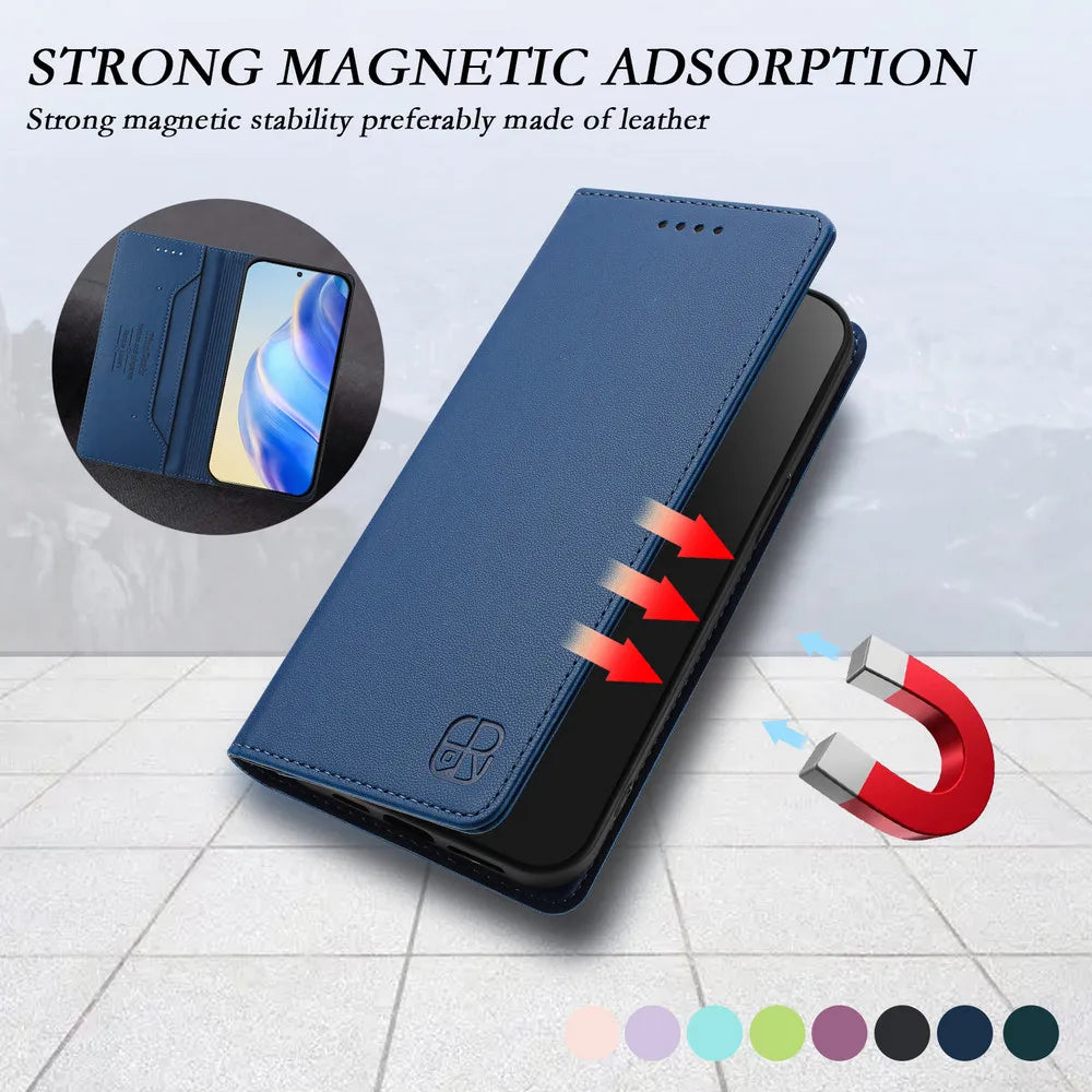 Xiaomi 17 Series RFID-Protected Magnetic Leather Flip Case