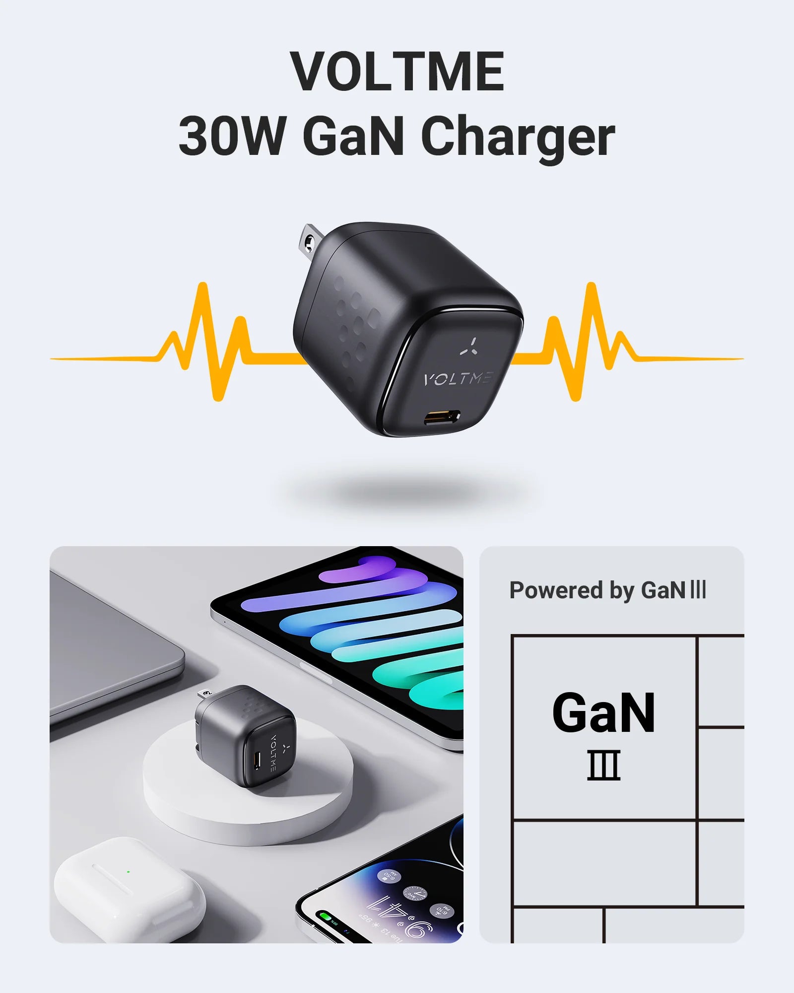 VOLTME 30W GaN III Fast Charging Block Power Adapter