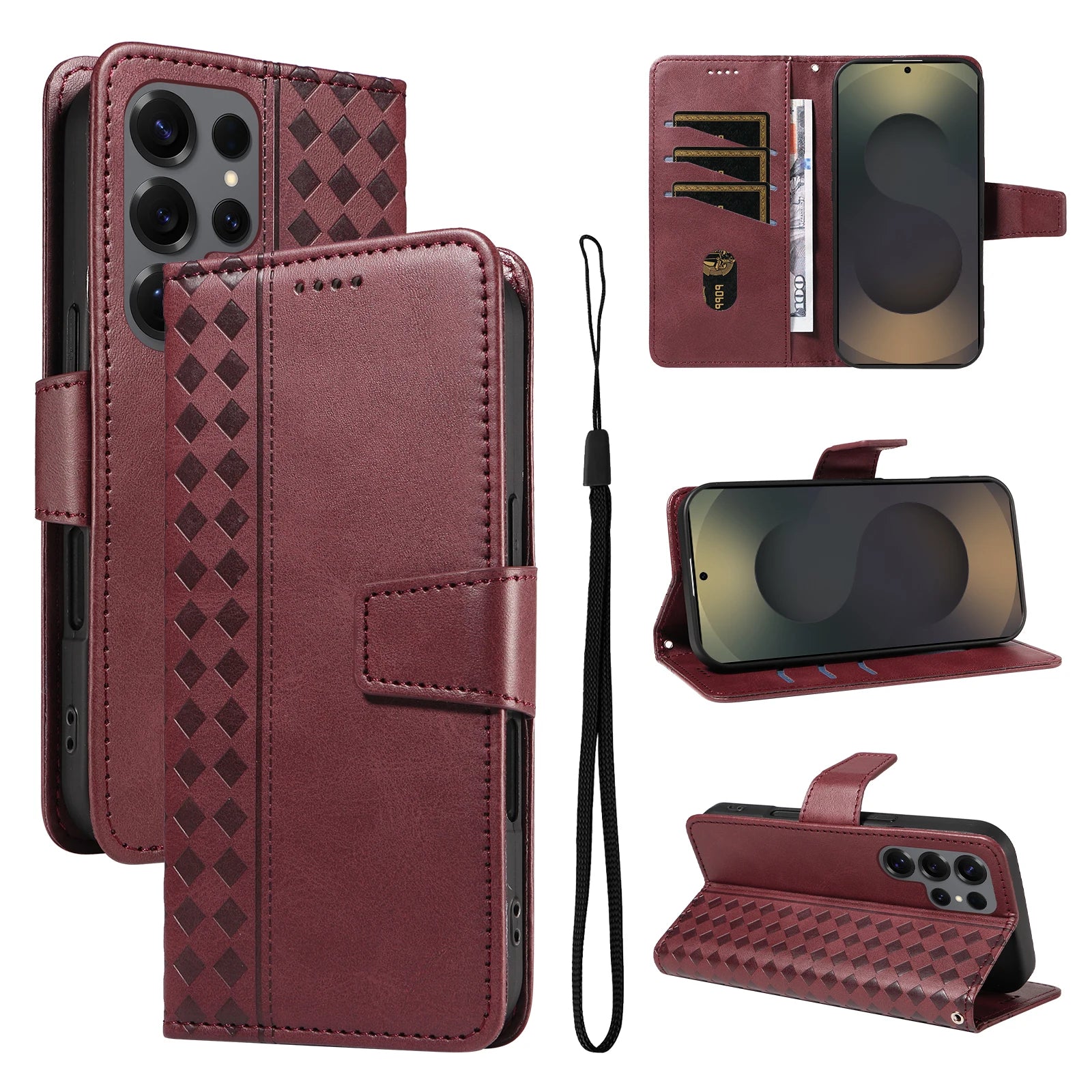 Samsung Galaxy S25 Series Flip Leather Wallet Case with Kickstand