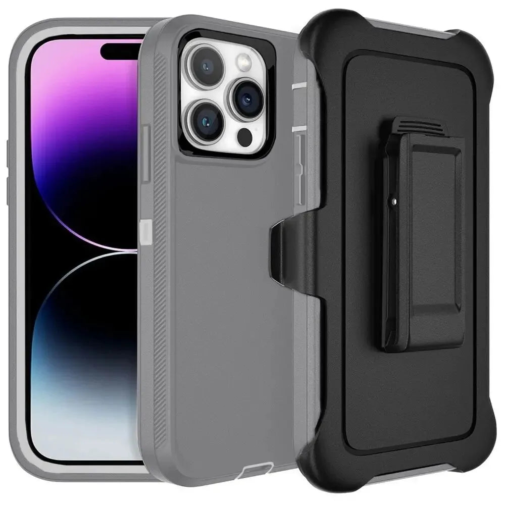 Three-Layer Shockproof Case with Belt Clip for iPhone 16 Series
