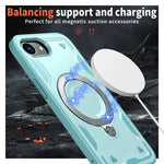 iPhone 16e Magnetic Hard PC + Soft TPU Case & Rotatable Ring Stand