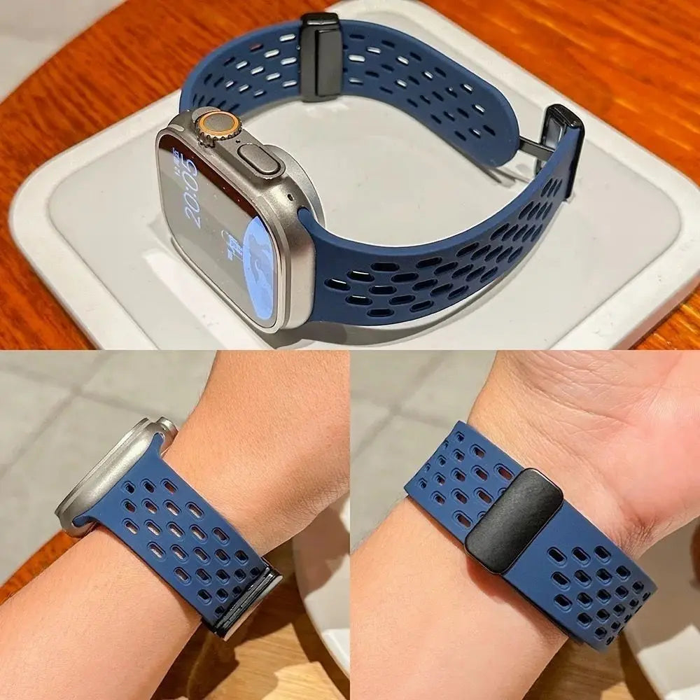 Breathable Magnetic Silicone Sport Strap for Apple Watch