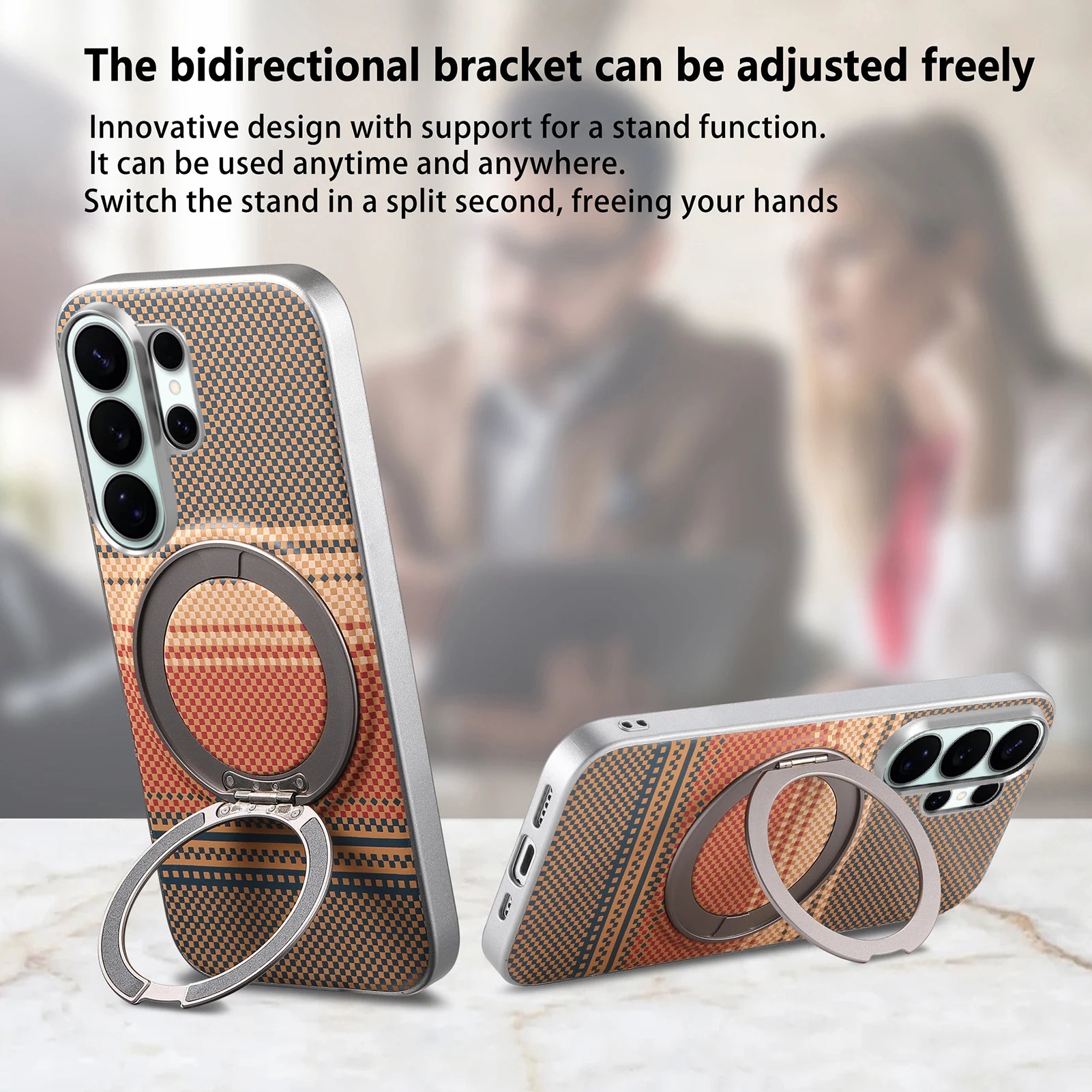 Shockproof Magnetic Gradient Case with 360° Rotating Stand for Samsung Galaxy S26 Series