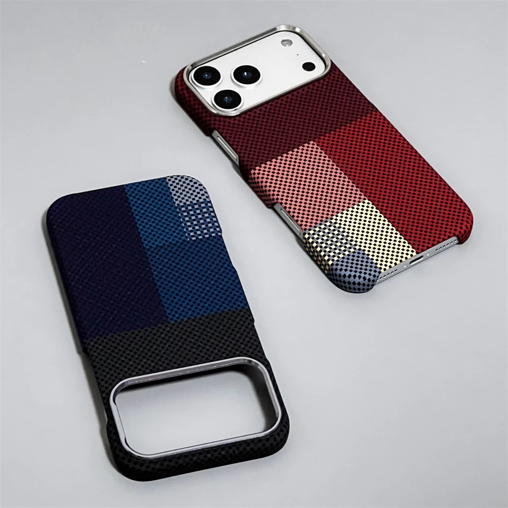 Colorful Carbon Fiber MagSafe Case with Metal Lens Frame for iPhone 17 Series
