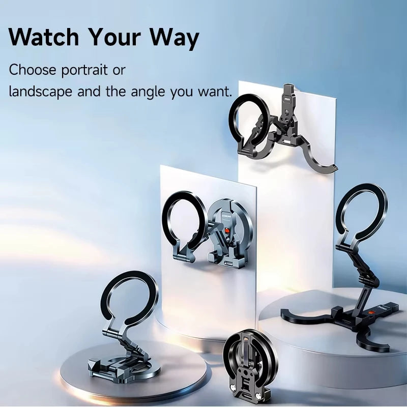 MagSafe Compatible Foldable Phone Tripod with 360° Rotation Base