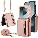 Premium Leather Crossbody Phone Case with Zipper Wallet & Card Holder for Samsung Galaxy Z Flip 5