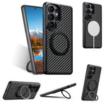 Premium Carbon Fiber Style Magnetic Leather Case for Samsung Galaxy S26 Ultra