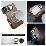 Crocodile-Pattern Leather MagSafe Case with 360° Rotating Ring Stand for iPhone Duo